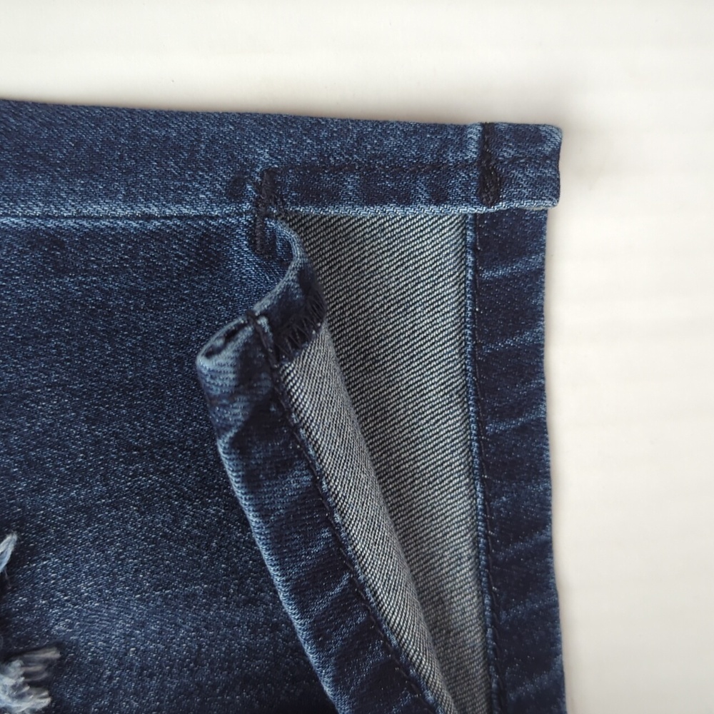 Hybrid & Co. Butt Lift Stretch Distressed Ripped Bermuda Jean City Shorts 3 Blue - Picture 9 of 13